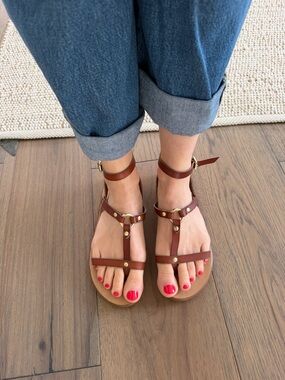 Aldo Tan and Brown Leather Strappy Sandals - worn 2x! Great condition - SZ 38/8